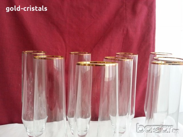 ретро кристални чаши с златен кант , снимка 4 - Антикварни и старинни предмети - 20026799