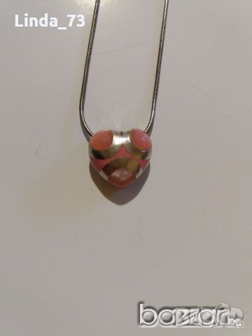 Среб.медальон-"Сърце"-розов ахат-проба-925. Закупен от Италия., снимка 8 - Колиета, медальони, синджири - 21736383