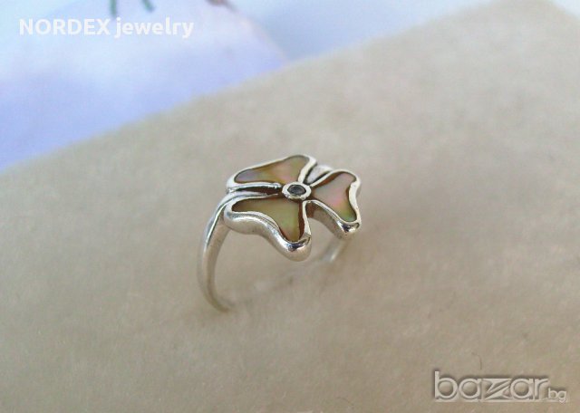 Нежен сребърен дамски пръстен със седеф, снимка 7 - Пръстени - 13569738