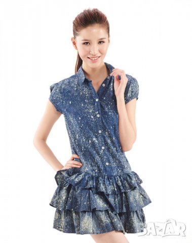 Adidas Neo Дамска Дънкова Рокля на Фабрични Пръски Size S, снимка 17 - Рокли - 24300226