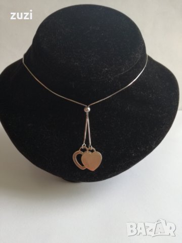  Сребърно колие  със сърце - сребро проба 925 