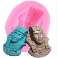 Египет Фараон малка глава силиконов молд форма декорация и украса торта фондан бисквитки, снимка 1 - Форми - 25914471