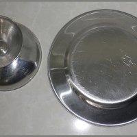 Комплект алпака : метална чиния(поднос) + метална чаша за сладолед, снимка 5 - Чаши - 23345447