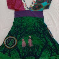 Desigual рокля М, шарена, дълга, кръгове, бродерия, намаление, снимка 2 - Рокли - 18666750