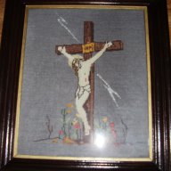  Гоблен " Исус Христос на кръста" , снимка 3 - Гоблени - 14454045