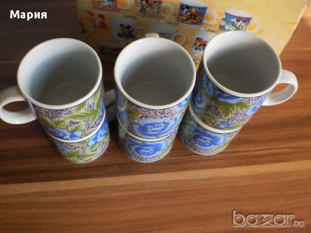 Стилни малки чашки за кафе на сини рози, снимка 5 - Сервизи - 11295877