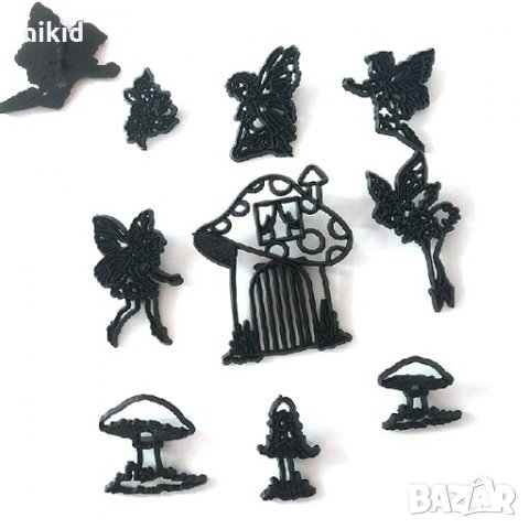 9 бр Къщичка гъба феи пластмасови резци форми украса фондан торта декор