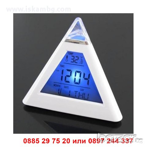 LED Часовник Пирамида сменящ цвета си в 7 цвята - код 0215, снимка 5 - Други стоки за дома - 12979317