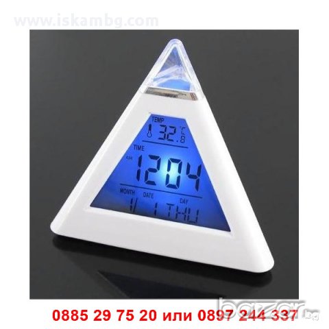 LED Часовник Пирамида сменящ цвета си в 7 цвята - код 0215, снимка 5 - Други стоки за дома - 12979317