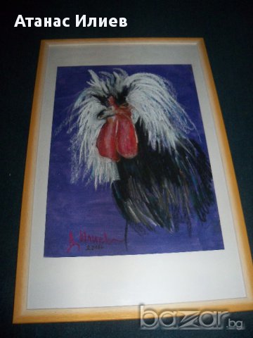 "Рошавият петел" страхотна картина от худ. Десислава Илиева, снимка 6 - Картини - 18093686