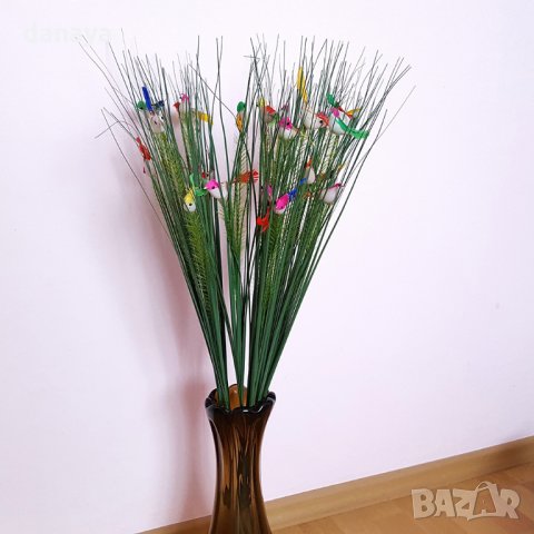 785 Изкуствен букет висока тревичка с пиленца за декорация и аранжиране 82см, снимка 8 - Изкуствени цветя - 24479764