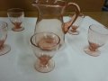 стари стъклени чаши и кана за ракия розово стъкло, снимка 10