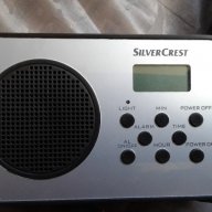 Мини радио SilverCrest, Часовник, Аларма, LCD дисплей, Черно/Сребърно