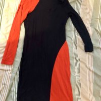 Дамска рокля тъмно синьо и оранжево, снимка 1 - Рокли - 24854343