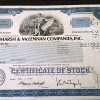 Сертификат за 100 акции (САЩ) | Marsh & McLennan Companies, INC. | 1981г., снимка 1 - Нумизматика и бонистика - 25233190