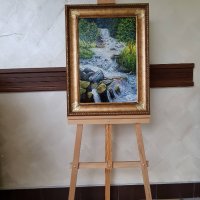 Маслена картина "Водопад" италиански художник, снимка 12 - Картини - 23022640