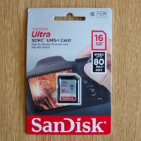 SanDisk Ultra SDHC 16GB UHS-I Class 10 80MB/s карта памет , снимка 1 - Карти памет - 21692231