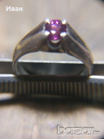 Сребърен пръстен с гранат, снимка 3 - Пръстени - 20899471