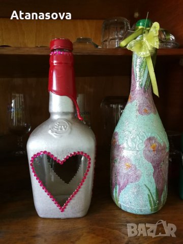 Декупаж бутилки различни видове, снимка 4 - Декорация за дома - 23057104