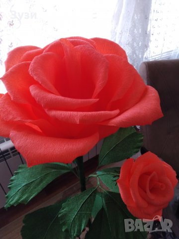 Гигантски рози от хартия, снимка 3 - Изкуствени цветя - 25247297