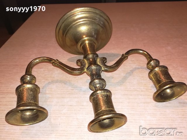 старинен свещник-антика-24х18х11см-внос швеицария, снимка 3 - Антикварни и старинни предмети - 20247202