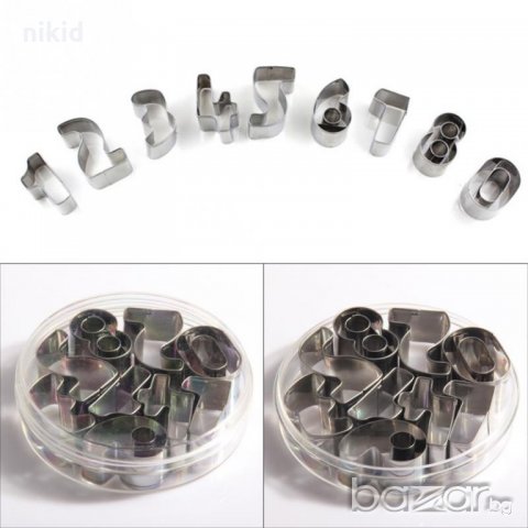 цифри числа метални резци сет за сладки бисквитки торта фондан тесто, снимка 2 - Форми - 18400339