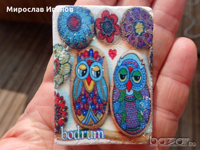 каменен магнит Две бухалчета от Бодрум , снимка 1