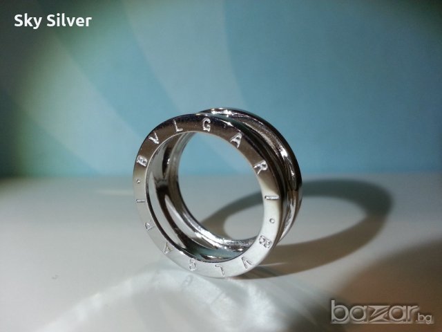 Сребърен пръстен, модел на BVLGARI, снимка 4 - Пръстени - 20244768