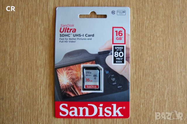 SanDisk Ultra SDHC 16GB UHS-I Class 10 80MB/s карта памет , снимка 1 - Карти памет - 21692231