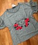 Тениска със череп и рози в сив цвят - Размери - M и Л , снимка 2