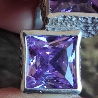 Интересен сребърен пръстен с Пурпурни Аметисти, снимка 2 - Пръстени - 38105772