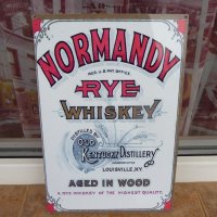 Метална табела уиски Normandy Rye whiskey бяла алкохол, снимка 1 - Рекламни табели - 43031722
