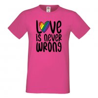 Мъжка тениска Love Is Never Wrong Прайд,Празник.Повод,Изненада, снимка 5 - Тениски - 37103207