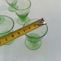 Ретро чашки с гарафа за ракия цветно зелено стъкло, снимка 5 - Антикварни и старинни предмети - 33551594