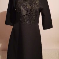 Официална черна рокля с бродерия р-р Л, снимка 1 - Рокли - 32330663