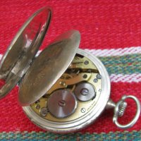 Сребърен джобен часовник с позлата, снимка 5 - Антикварни и старинни предмети - 28423617