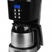 Шварц кафе машина MEDION MD 18088, 900W, 1 L, LED дисплей, Таймер, Инокс/Черен, снимка 3 - Кафемашини - 27992375