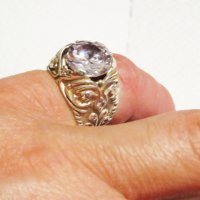 Стар красив мъжки сребърен пръстен за кутре с голям красив камък и множество инкрустирани камъче, снимка 6 - Пръстени - 34671945