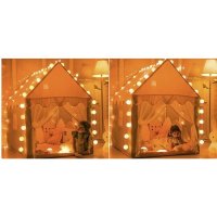 Детска палатка за игра с LED лампи, Розово-сива, Размери 130х100х115 см, снимка 6 - Други - 43008420