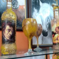 Рисувани чаши и бутилки за вино, халби за бира, снимка 5 - Декорация за дома - 19279058