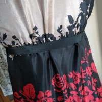 SIMONA BARBIERI Twinset 100% естествена коприна, рокля в черно и червено, снимка 4 - Рокли - 32578746