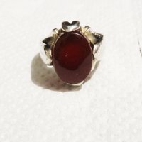Старинен солиден красив мъжки сребърен пръстен с голям красив камък карнеол - Събуди страстта и прив, снимка 4 - Пръстени - 33336029