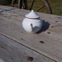 Стар емайлиран чайник #11, снимка 4 - Антикварни и старинни предмети - 26843513