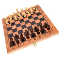 Комплект шах и табла в красива дървена кутия с размери - 34х34 см, снимка 3 - Шах и табла - 15741345