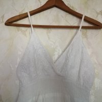 Дамска бяла лятна рокля с бродерия цветя и листа в бял цвят р-р M, снимка 6 - Рокли - 43062691