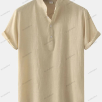 Мъжка памучна риза с яка и къс ръкав, 7цвята , снимка 12 - Ризи - 44901208