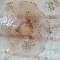 Фруктиера от цветно стъкло с рози, снимка 1 - Антикварни и старинни предмети - 33554616