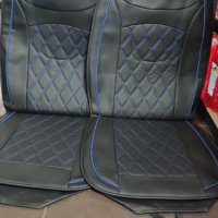 Универсални кожени калъфки за предни седалки,черни със син шев (налични и др.цветове )к-т 58.50лв, снимка 1 - Аксесоари и консумативи - 43281753