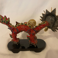 Китайски античен червен метален дракон, снимка 4 - Антикварни и старинни предмети - 44909358