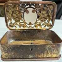 Стара бронзова кутия за бижута с порцеланова плочка Fragonard. №3829, снимка 6 - Колекции - 40465622